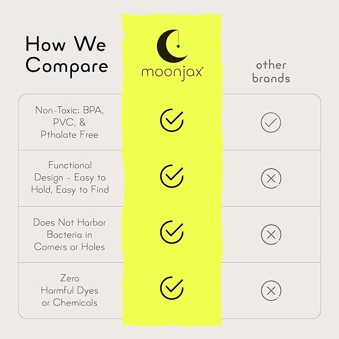 Moonjax Natural Rubber Baby Teething Toys - Baby teether for Infants, Toddlers, Newborns, CPSIA Certified