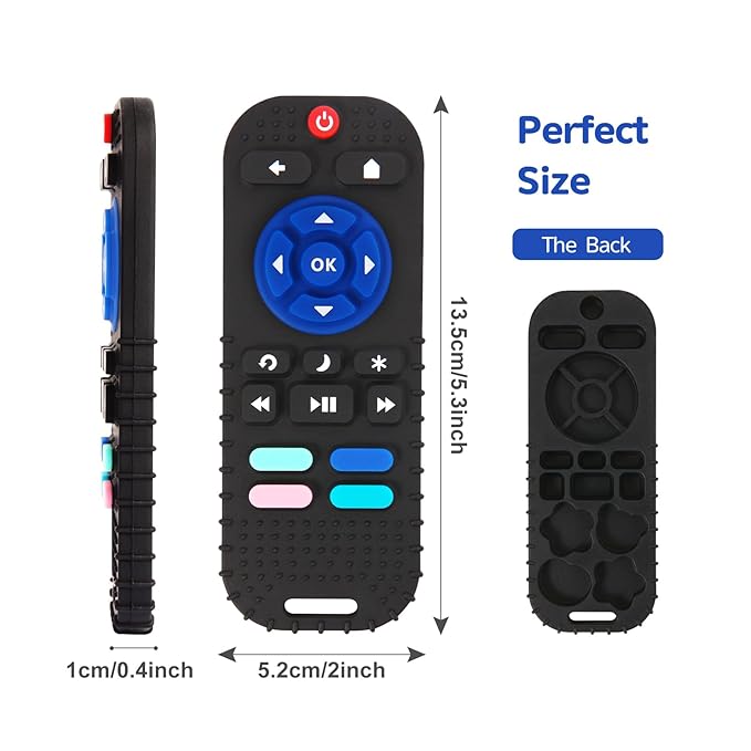 Hooku 2 Pack Silicone Teething Toys for Babies 0-6 Months, Teethers for Babies 6-12 Months, Remote Teether for Baby, Sensory Toys for Babies, Baby Chew Toys