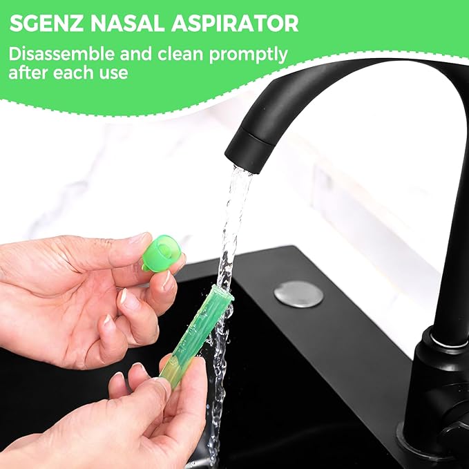 Nasal Aspirator for Baby with 20 Hygiene Filters, Reusable Infant Nose Cleaner, Easy to Use and Clean, 0+Newborn-Portable for Both Travel and Home Use-Green