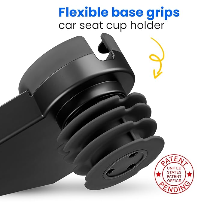 Kids Travel Tray – Large Base - Car Seat and Car Cup Holder Tray - Tray for Snacks, Entertainment, Toys – Includes Cup Holder – Fits Most Car Seats