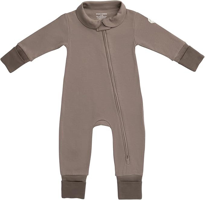 MON CHOU 100% Organic Pima Cotton Baby Pajamas | 2-Way Zipper, Convertible Footie & Mittens | Unisex - Sizes 0–18 Months