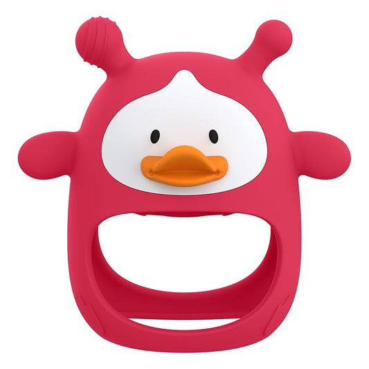Teething Toys for Babies 0-6 Months, Never Drop Silicone Baby Teether, Hand Pacifier for Sucking Babies, Soothing Pain Relief, Best Chew Toy for Teething Baby, Teething Mitten for New Born - Red
