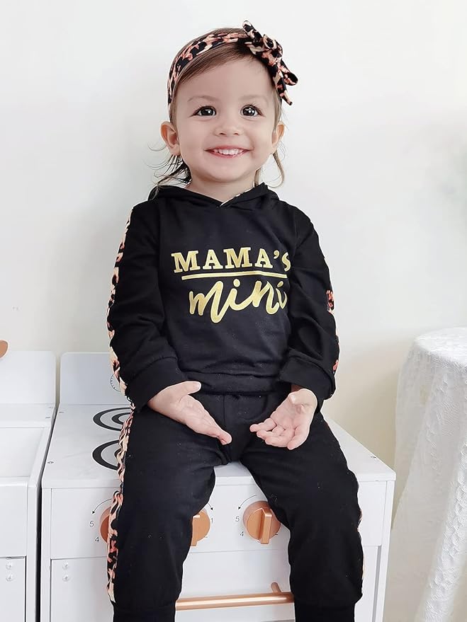 Yvowming Newborn Baby Girl Clothes Outfits Infant Hoodie Sweatshirt Pants Headband Toddler Girl Clothing Set