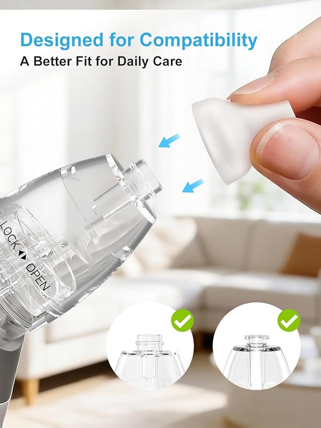 Nasal Aspirator Replacement Parts Compatible with GROWNSY, X-Bosak Electric Nose Sucker for Baby & Toddlers, 6 Soft Silicone Tips with Suction Chamber & Storage Case