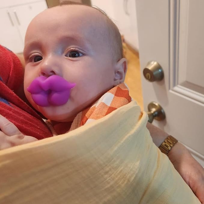 YAPROMO Funny Baby Pacifiers, 3 Pcs Lips Pacifiers for Babies 0-18 Months, Pink Lips Binky, Pacifier Gifts for Newborns,Infants, Toddlers,Baby Girl