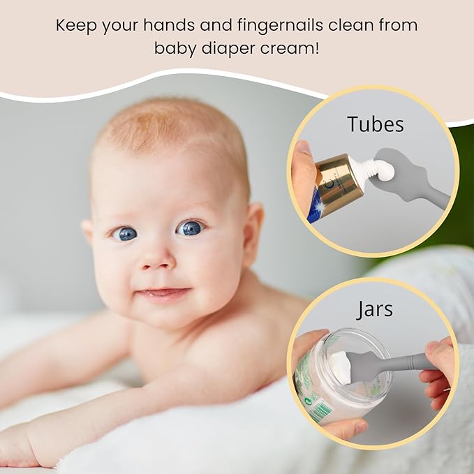 Large Size Baby Diaper Cream Spatula Applicator Soft Silicone Baby Butt Paste Spatula (2Pack, Cream/Sage)