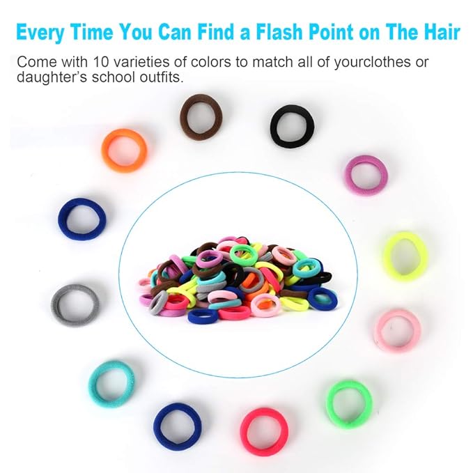 Baby Hair Ties, Cotton Toddler Hair Ties for Girls, Kids Seamless Hair Bands, Girls Elastic Ponytail Holders, Diameter 0.97 Inch and Assorted Colors by Qarwayoc