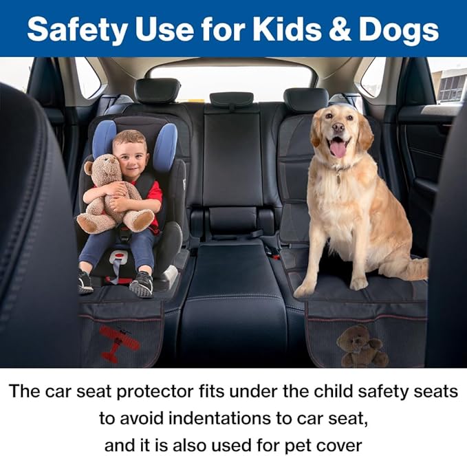 Japard Car Seat Protector for Baby Child Car Seats, Anti Skid Pad Cover Mat for Under Carseat to Protect Automotive Vehicle PVC Leather Oxford Cloth Upholstery (1 PCS)