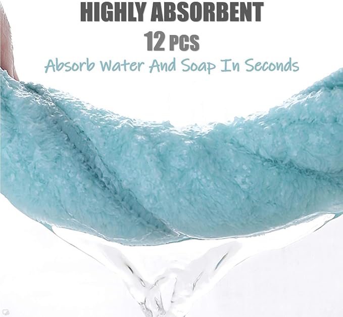 12 Pack Baby Washcloths - Extra Absorbent and Soft Wash Clothes for Newborns, Infants and Toddlers - Suitable for Baby Skin and New Born - Microfiber Coral Fleece 12x12 Inches