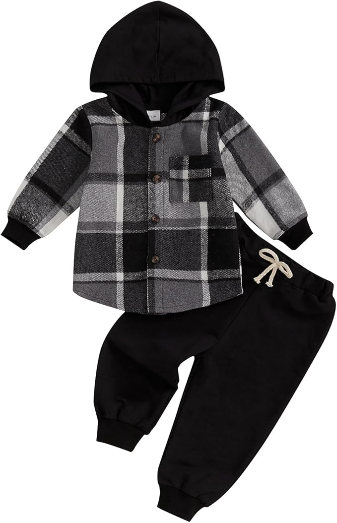 Toddler Baby Boy Hoodies Fall Clothes Waffle Contrast Color Sweatshirt Pant Set Infant Clothes 6 12 18 Months 2T 3T