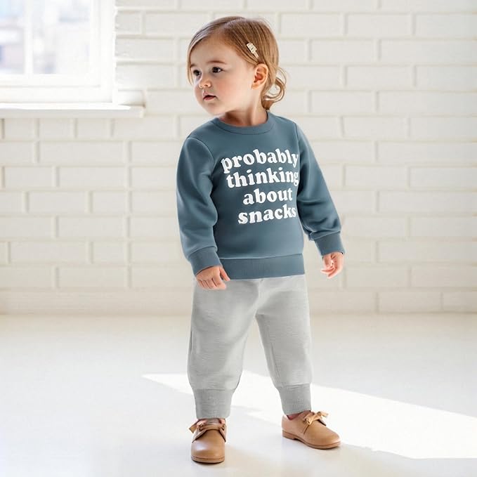Infant Baby Boy Fall Clothes Set Funny Letter Sweatshirt Pant Outfit Toddler Winter Clothes 6 12 18 Months 2T 3T