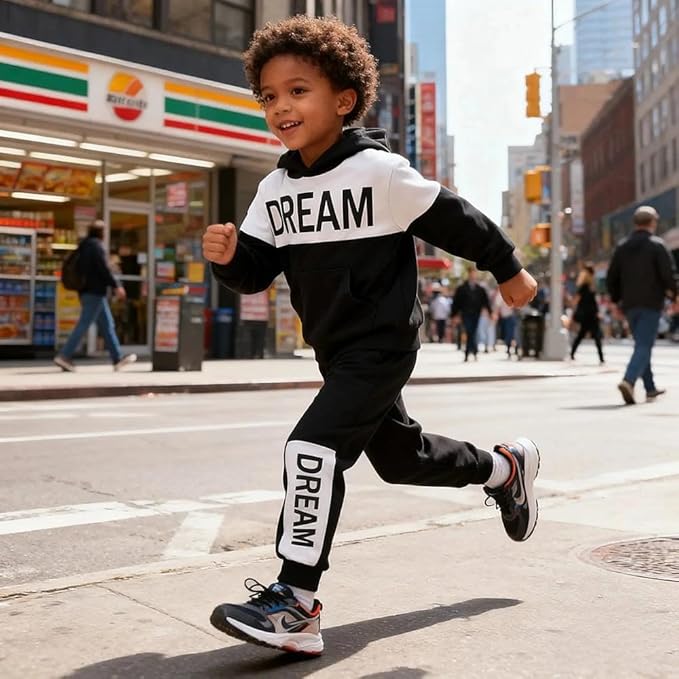 2-6T Toddler Baby Boy Clothes Color Blocking Hoodies + Pants Fall Winter Outfits