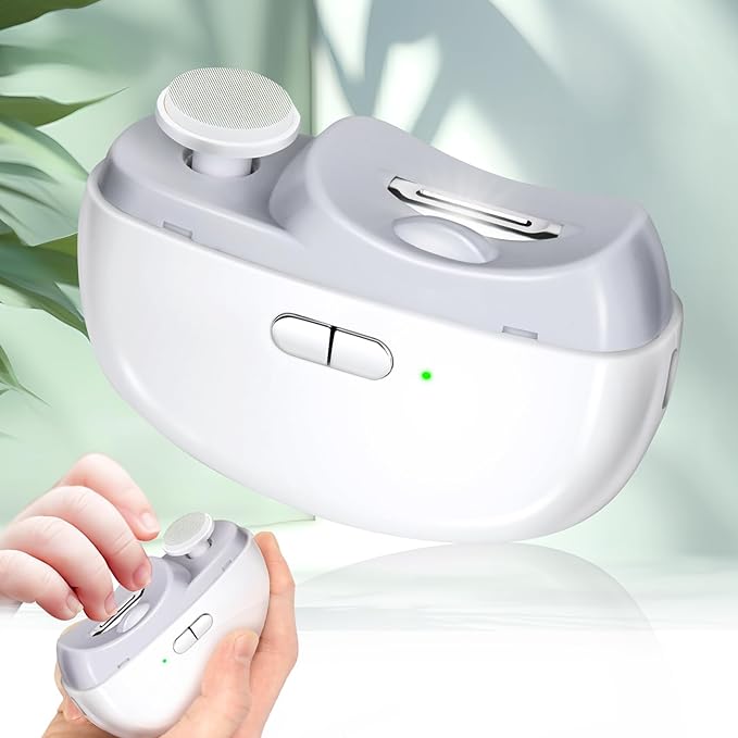 Electric Nail Clipper 3 in 1 Design, Automatic Baby Nail Trimmer Suitable for Night Lighting During Baby sleepwith Light & Featuring Two speeds Suitable for Infants, Children and The Elderly