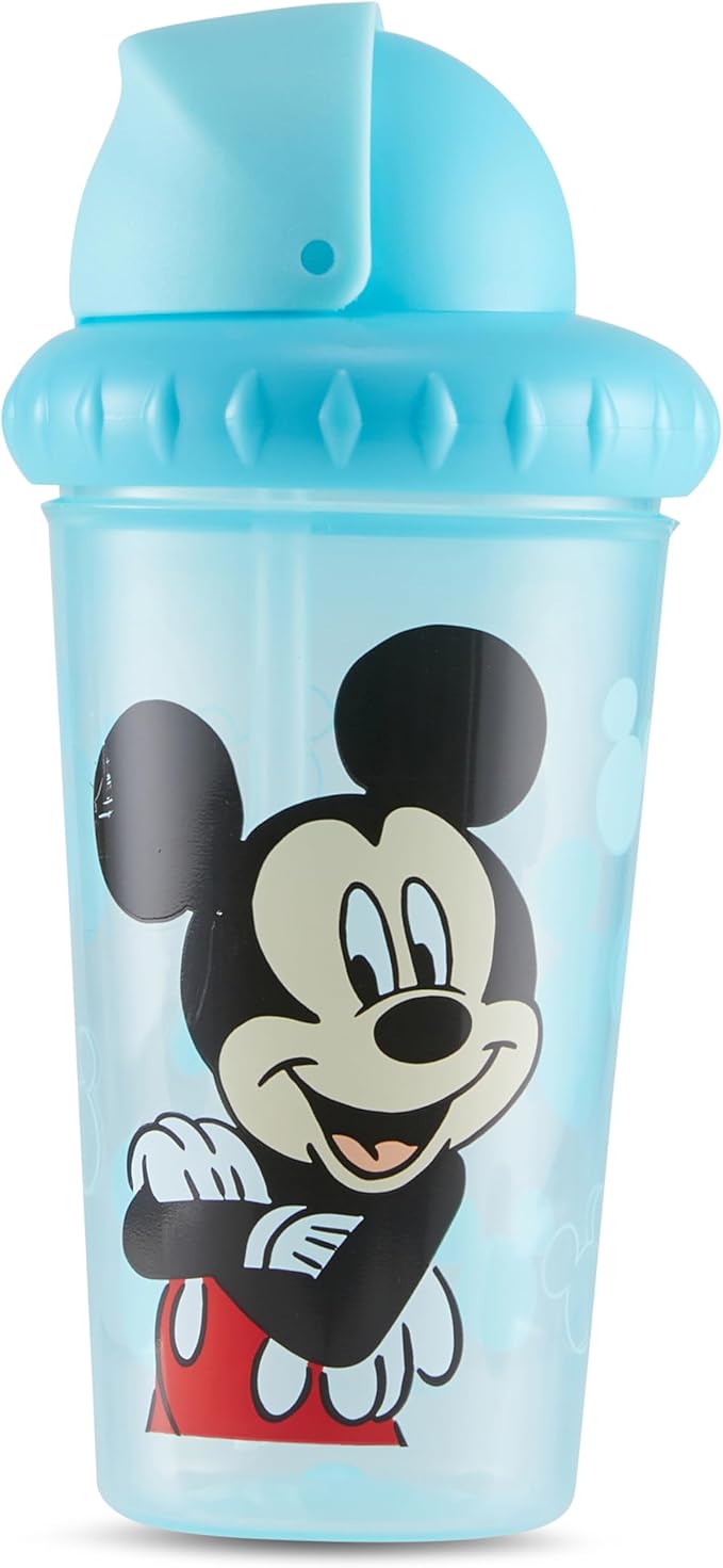 Disney Toddler Sippy Cups for Boys and Girls | 10 Ounce Sippy Cup Pack of Two with Straw and Lid | Durable Leak Proof Travel Water Bottle for Toddlers