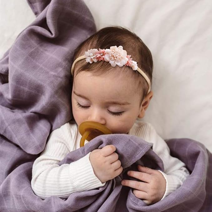 cherrboll 3pcs Baby Girl Headbands Flowers, Super Soft & Stretchy Nylon Floral Hairbands for Newborn Toddler