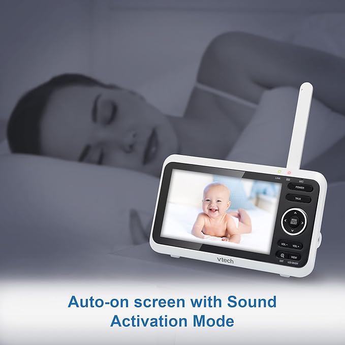 VTech VM350 No WiFi Video Baby Monitor - 5" High-Resolution Screen, Fixed Camera with 2X Zoom, 1000ft Range, Automatic Night Vision, 2-Way Talk, Lullabies, Temperature Sensor