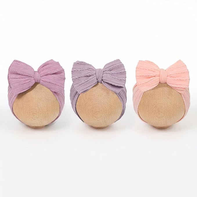 Baby Bows Headbands Soft Nylon Handmade Hair Accessories for Newborn Infant Toddler Kids (3 Mixed Purple, Large)