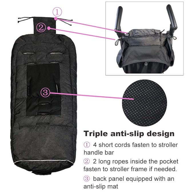 German Designed Winter Tour Waterproof Stroller Footmuff,Width Adjustable Design Fits Baby Grows Stroller Bunting Bag Toddler 6-36M,Black
