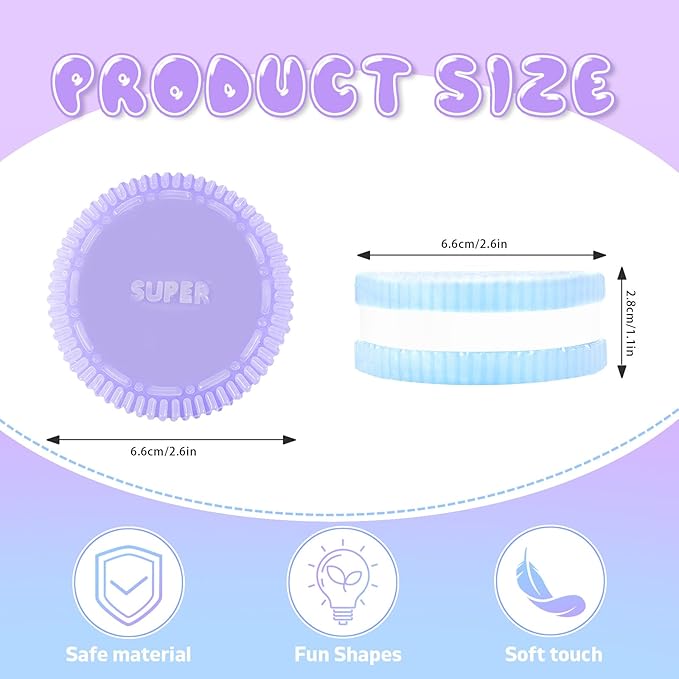 Sticky Cookie Squishies Fidget Toys Adults, Squeeze Toys Fidget Toys for Autism, Stress Balls for Adults Fidgets Birthday Easter Basket Stuffers(2 Pack Green Purple)
