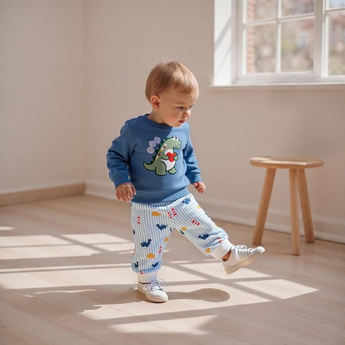 Infant Baby Boy Fall Clothes Set Funny Letter Sweatshirt Pant Outfit Toddler Winter Clothes 6 12 18 Months 2T 3T