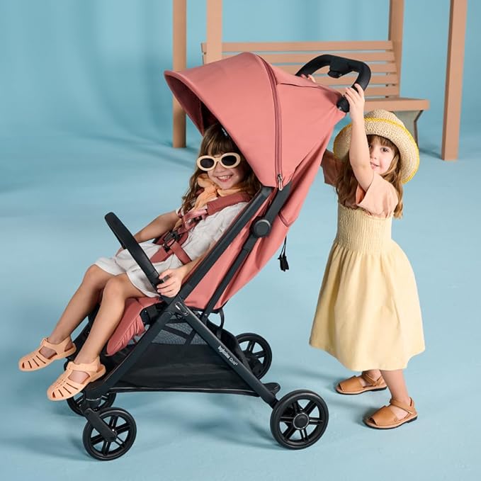 Inglesina Quid³ Stroller, Aurora Pink - Compact Reclining Travel Stroller for Baby & Toddler 0-55 lbs, One Hand fold, Airplane Overhead, Lightweight, Foldable, XL UPF 50+ Canopy