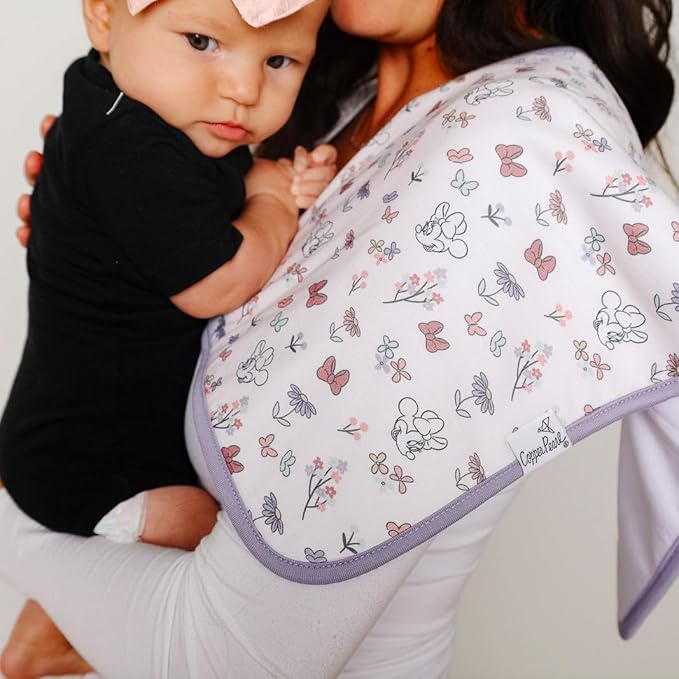 Copper Pearl Baby Burp Cloth Large 21''x10'' Size Premium Absorbent Triple Layer 3-Pack Gift Set Minnie Mouse