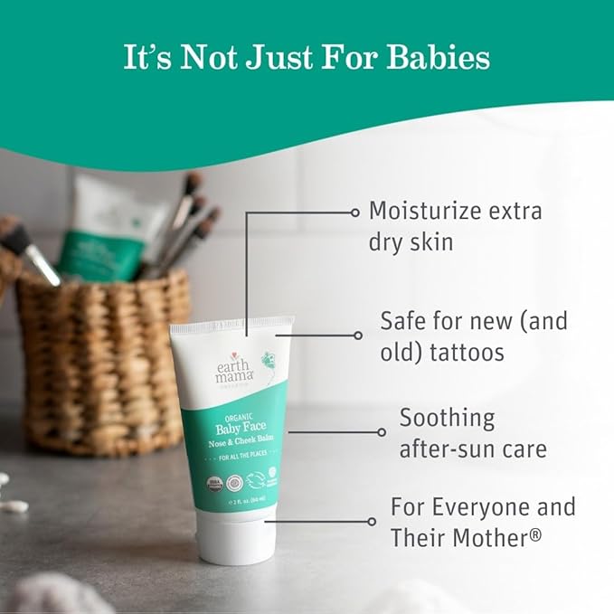 Earth Mama Organic Baby Face Nose & Cheek Balm | Moisturizer with Calendula Oil for Dry Skin Care, Natural Petroleum Jelly Alternative (2-Fluid Ounce, 2-Pack)