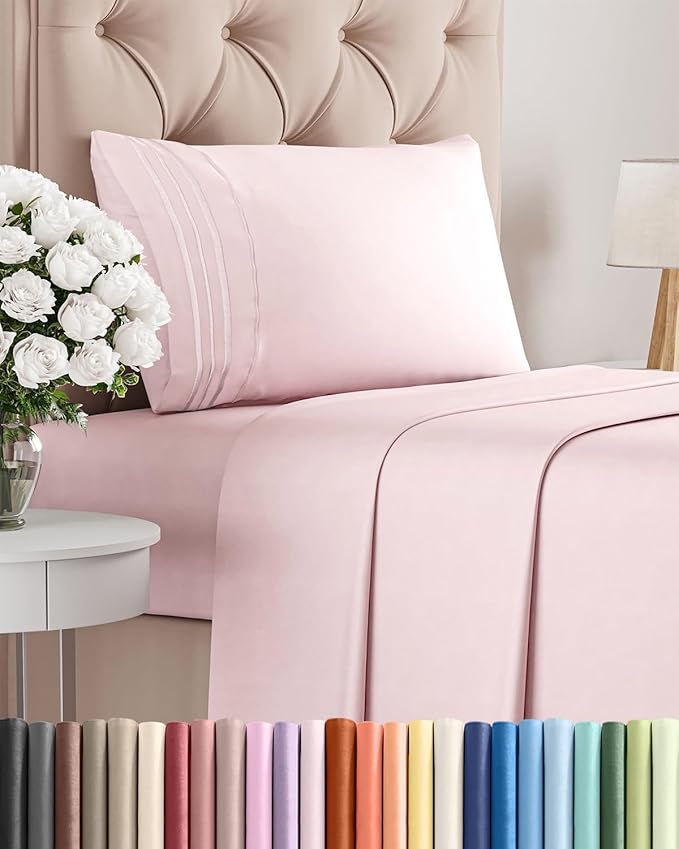 Twin XL Size 3 Piece Sheet Set - Comfy Breathable & Cooling Bed Sheets Set - Hotel Luxury Bedding for Women, Men, Kids, Teens, Boys & Girls - Deep Pockets and Wrinkle Free - Oeko-Tex - Lavender Pink