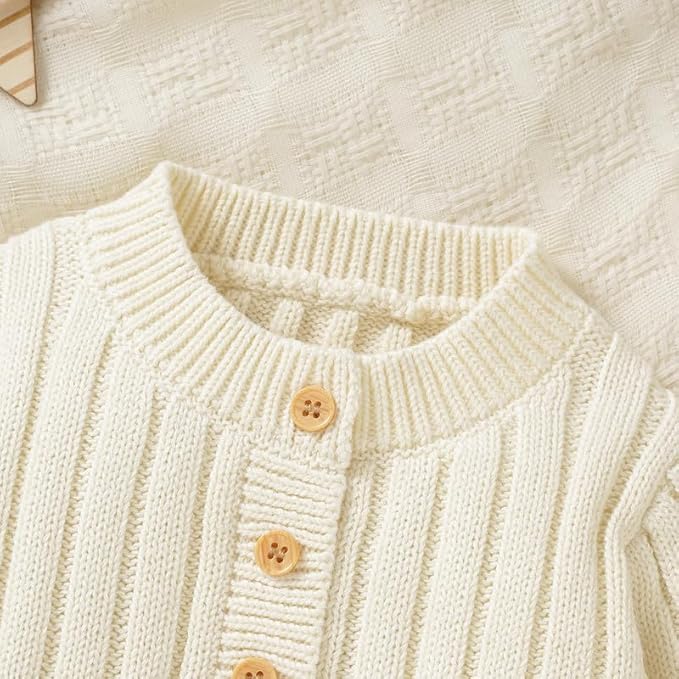 Neiwech Baby Boy Girl Romper Newborn Infant Knit Striped Solid Long Sleeve One Piece Jumpsuit Clothes