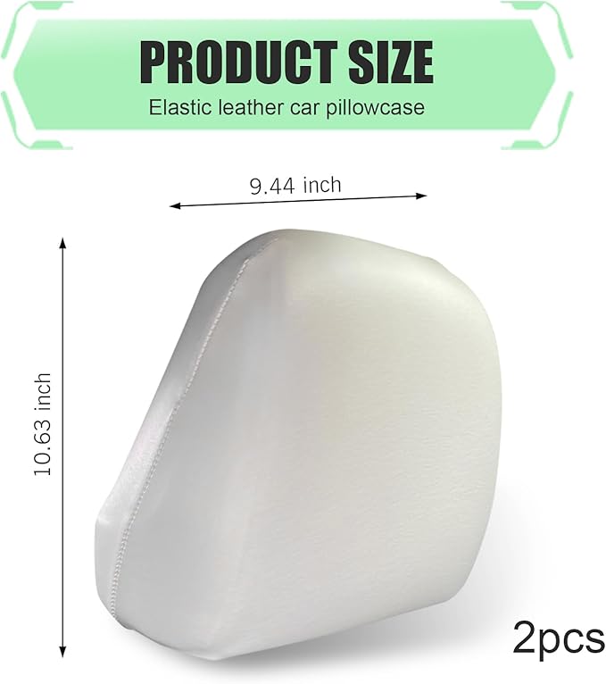 Shakas 2 PCS Cars Headrest Covers, Full Wrap-around Non-marking Fit Anti-scratch Protector, Waterproof Leather Portable Reusable Elastic Dust Cover, for Most Cars Seat Headrest Accessories (Beige #M)