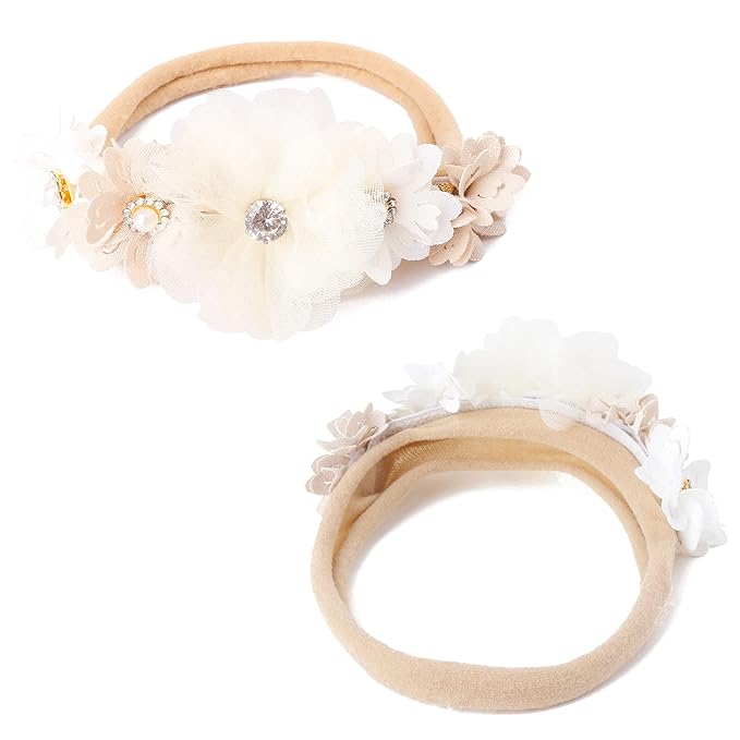 Baby Girl Headbands Nylon Flower Elastic Hairbands 6pcs Hair Accessories Gift for Newborn Infant Toddlers