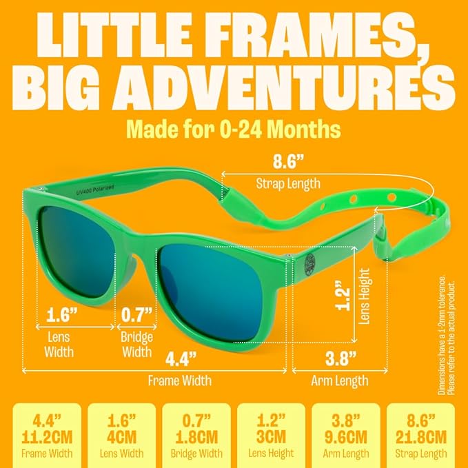 Polarized Baby Sunglasses With Strap - Unbreakable Flexible Infant Sunglasses For Toddlers Newborns 0-24 Months