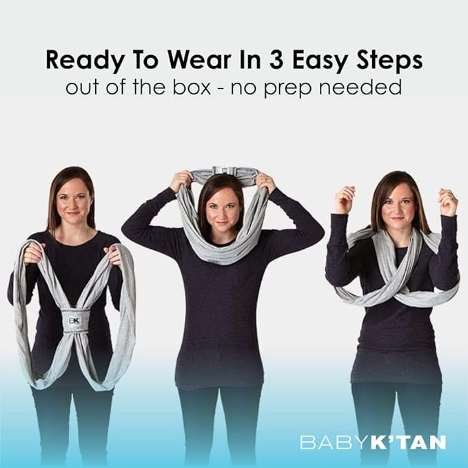 Original Baby K'tan Baby Carrier: #1 Easy Pre-Wrapped, Soft, Slip-On, No Rings, No Buckles | 5 in 1 Baby Sling for Hands-Free Comfort | Heather Grey | X-Large