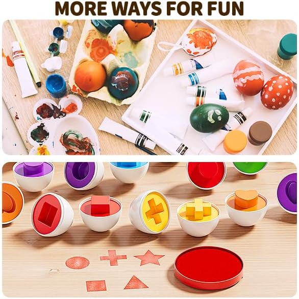 Matched Eggs Toddler Toys 1 2 3 4 Year Old - Shape Color Sorting Games, Kids Easter Eggs, Toddler Sensory Toys, Preschool Educational Boy Toy, Gifts for Baby 6-12 Months+