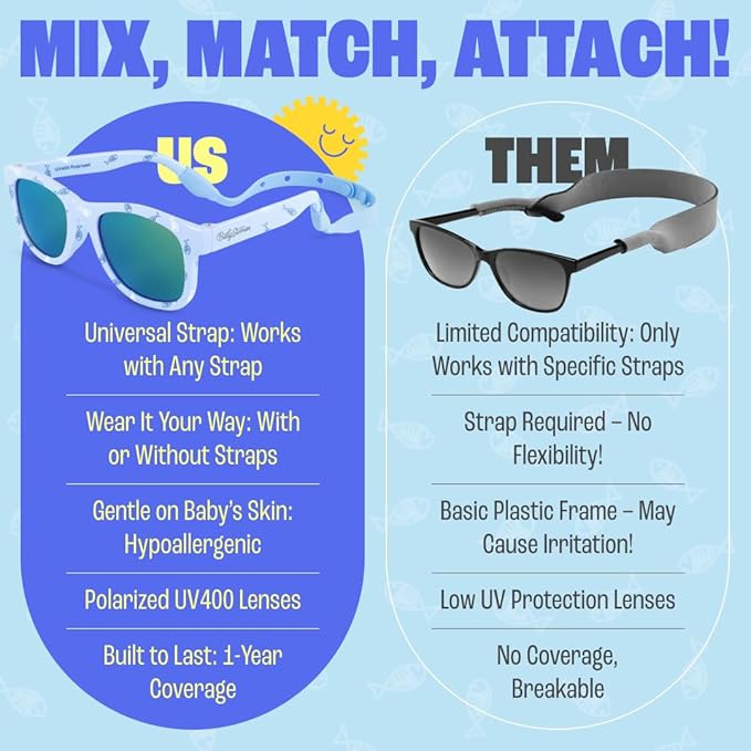 Polarized Baby Sunglasses With Strap - Unbreakable Flexible Infant Sunglasses For Toddlers Newborns 0-24 Months