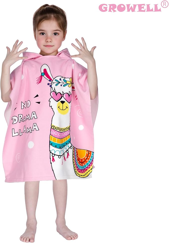 Hooded Kids Beach Towels - Toddler Bath Towel Girls Boys Swim Cover-ups for Ages 1 to 6 Kids Pool Towels Quick Dry Lightweight Soft Microfiber Poncho Towel 24x23(Alpaca)