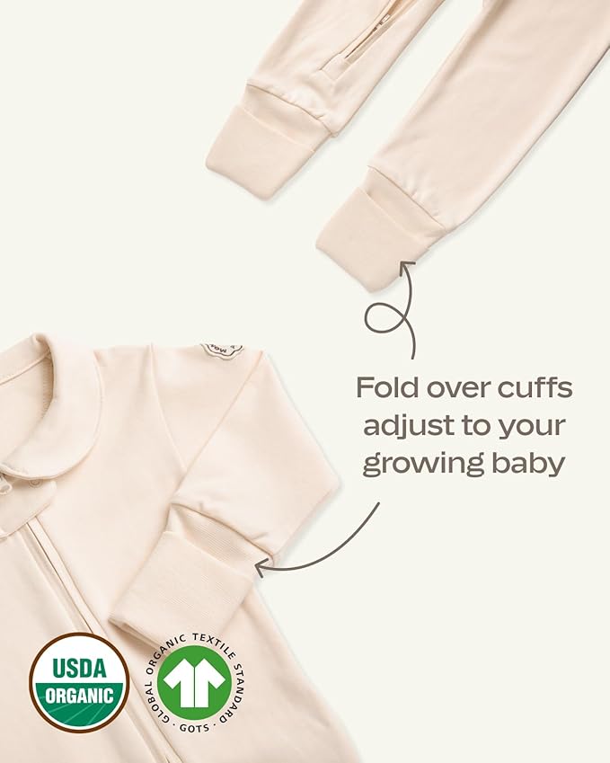 MON CHOU 100% Organic Pima Cotton Baby Pajamas | 2-Way Zipper, Convertible Footie & Mittens | Unisex - Sizes 0–18 Months