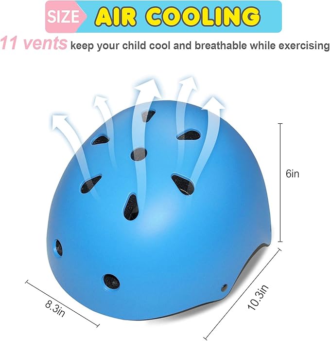 BURSUN Kids Bike Helmet Ventilation & Adjustable Toddler Helmet for Ages 2-14 Kids Boys Girls Multi-Sport Helmet for Skateboard Roller Skateing Bicycle Scooter blance Bike