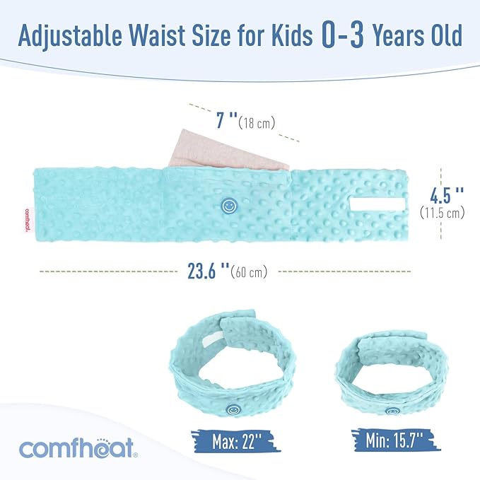 Colic and Gas Relief for Newborns and Infants, Flaxseed Heated Tummy Wrap, Baby Swaddling Belt with Soothing Warmth, Natural Relief for Upset Stomach in Babies Toddlers, 0-3 Years (Blue)