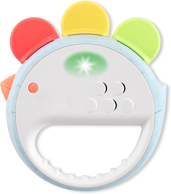 Skip Hop Musical Baby Toy with Sounds Lights and Music, Farmstand Feelin' Clucky Tambourine, Age 9m+