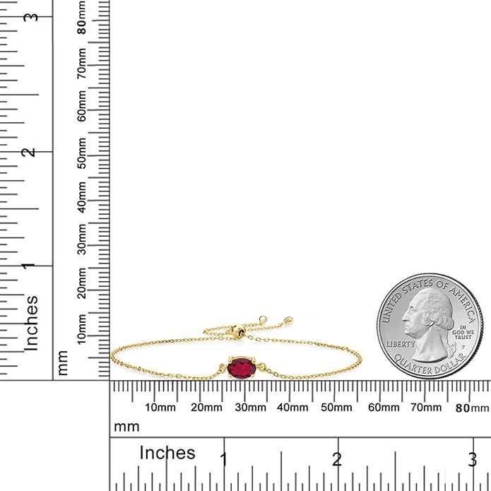 Gem Stone King 7X5MM Oval Gemstone Birthstone Solitaire Bracelet For Women | 925 Sterling Silver | Adjustable Bolo Bracelet For Women | Fine Jewelry Gifts for Her Mom Wife