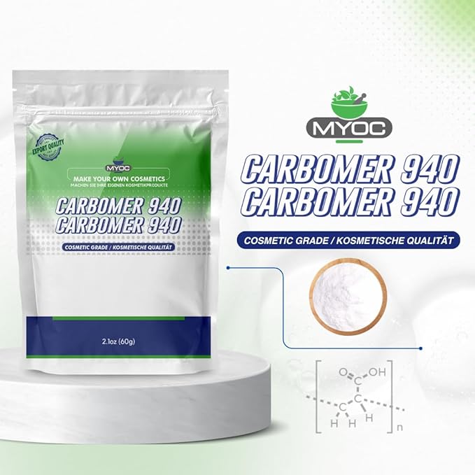 Carbomer 940 Powder (60 g / 2.1 oz) - Cosmetic Grade Thickening & Gelling Agent for DIY Serums Gels Creams & Lotions
