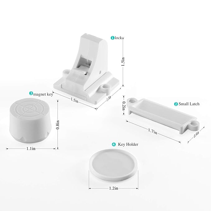 Vmaisi Adhesive Magnetic Locks for Cabinets & Drawers (32 Locks and 4 Keys)