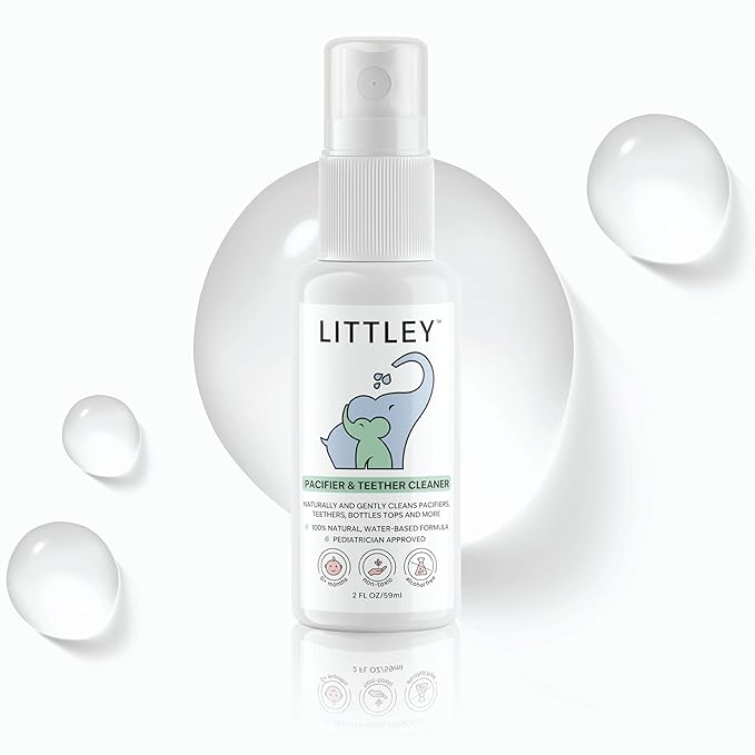 Littley Pacifier & Teether Cleaner | 2 oz | Alcohol‑Free HOCl Spray for Baby Pacifiers, Teethers, Bottles & High‑Touch Toys | Fragrance‑Free | Portable Travel Size