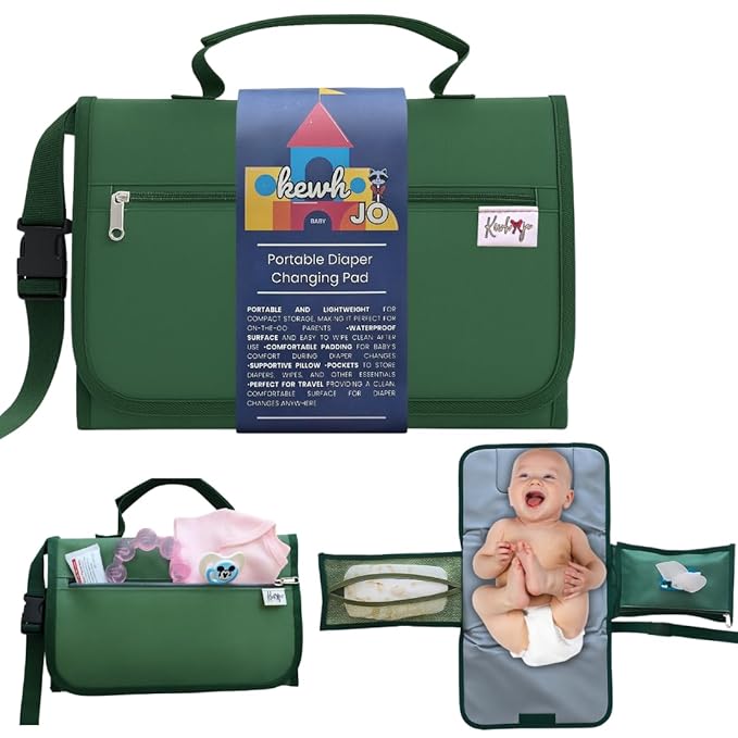 Portable Diaper Changing Pad - Compact Foldable Waterproof Travel Baby Changing Mat, Lightweight On-The-Go Diaper Clutch with Built-in Cushion & Wipe-Clean Surface