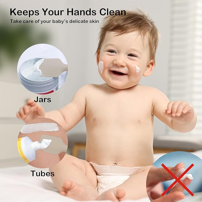 3 Pack Baby Diaper Cream Spatula - Baby Diaper Rash Cream Applicator for Butt Paste Diaper Creams - Diaper Cream Brush for Newborn Essentials (White,Green,Brown)