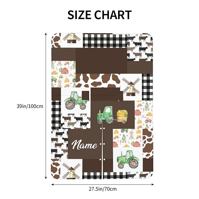 Personalized Farm Theme Baby Car Seat Canopy for Babies with Name, Custom Tractors Green Car Seat Covers for Girls Boys, Opening Minky Nursing Breastfeeding Cover Infant Carseat Canopies for Newborn