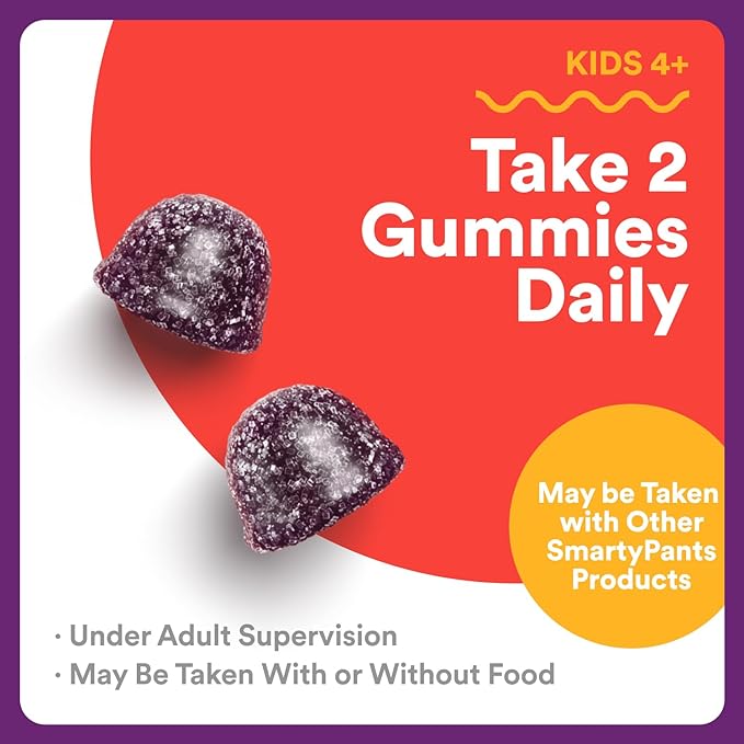 SmartyPants Kids Immunity Elderberry Gummies: Kids Immune Support Supplement, Vitamin C, Vitamin D, Vitamins B6 & B12 and Zinc, Gluten Free, Elderberry Flavor, 60 Count (30 Day Supply) (Pack of 2)