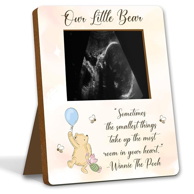 ALodr Winnie Baby Shower Picture Frame, the Pooh Ultrasound Picture Frame, Winnie Baby Shower Decor, the Pooh Gender Reveal Decor, Cute Bear Pregnancy Milestone Keepsake, Winnie's Gifts