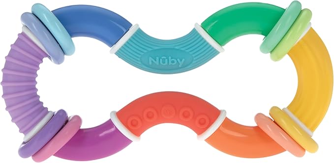 Nuby Twist-a-Ring Rattle Teether Toy for Babies - Toy for Baby Teething Relief - 6+ Months